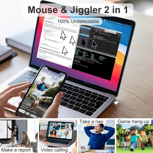 Vista 3 de Mouse inalámbrico para MacBook Air iMac Mac Pro Laptop Computer, Mouse inalámbrico silencioso recargable USB C con Jiggler para Surface Pro