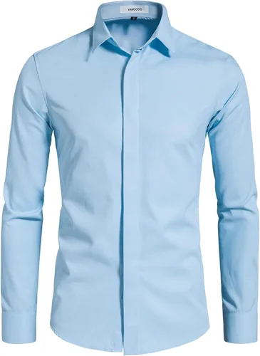 Vista 10 de Camisas de vestir de manga larga para hombre Negro
