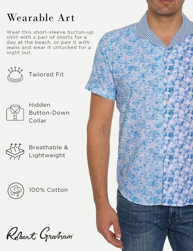 Vista 2 de Robert Graham Men's Fontana Short-Sleeve Button-Down Shirt