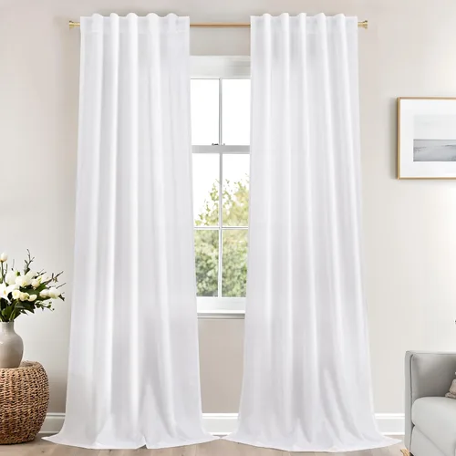 Vista 81 de Mrs.Naturall Cortinas negras de 45 pulgadas de largo, cortinas cortas de lino transparente para privacidad para cocina, dormitorio, ventanas
