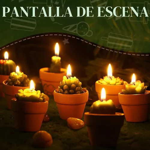 Vista 5 de 12 Piezas Velas de Suculentas Novedosas Hechas a Mano Velas de Té de Cactus Delicadas y Elegantes Velas de Plantas Mini Velas de Cactus