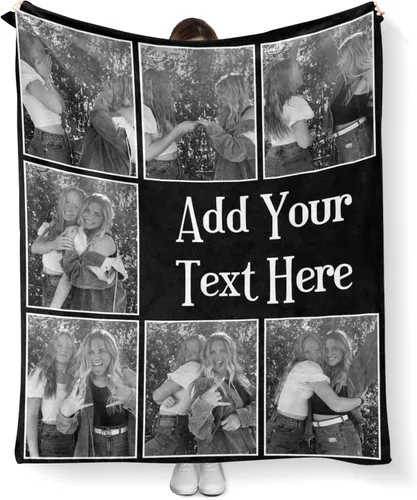 Vista 14 de Mantas personalizadas con fotos, manta personalizada con imagen para familia, mamá, papá, parejas, bebé, manta de fotos personalizada con collage