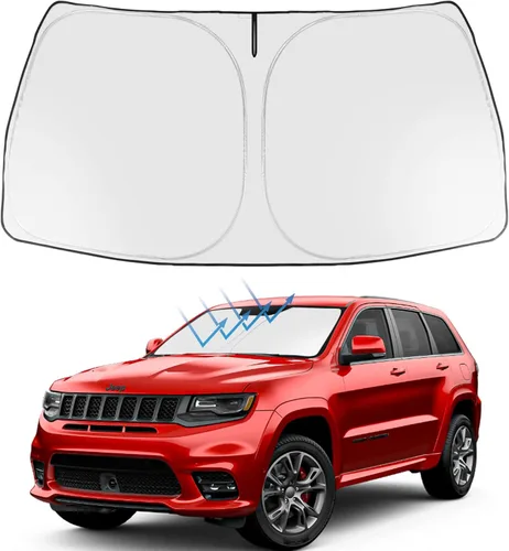 Vista 133 de Proadsy Parasol para parabrisas Rivian R1S 2022-2025 2026 de 4 capas plegable, protector de parasol frontal que bloquea los rayos UV, mantiene
