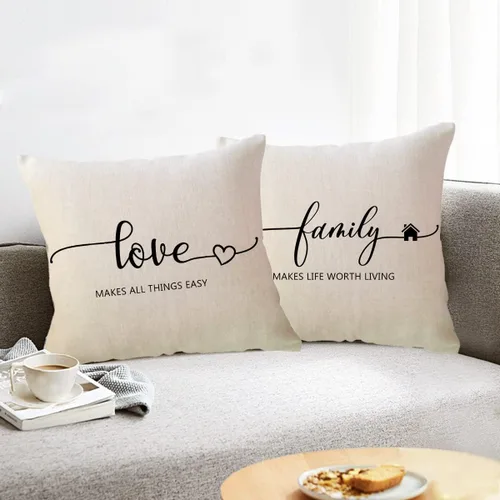 Vista 3 de Fundas de almohada inspiradoras con texto inspirador, fe, esperanza, amor, familia, fundas de almohada decorativas de 18 x 18 pulgadas, fundas