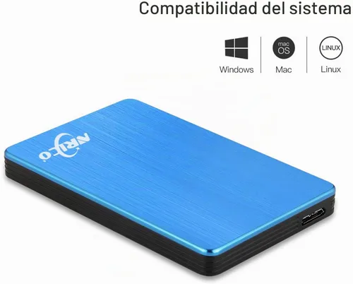 Vista 2 de NRICO Disco Duro Externo Portátil de 500GB, USB 3.0, HDD de 2.5 Pulgadas, Almacenamiento Compatible para PC, Mac, Escritorio, PS4 (500GB, Azul)