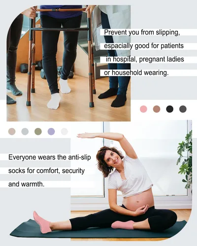 Vista 7 de 5 pares de calcetines de yoga con agarre de pilates para mujer, calcetines atléticos antideslizantes para ballet, danza, entrenamiento, hospital