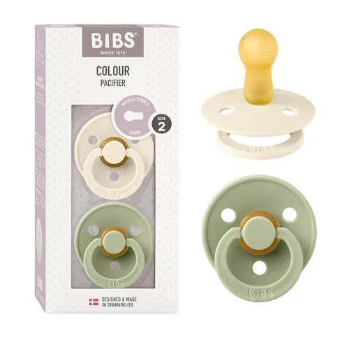 Vista 145 de BIBS - Paquete de 2 chupetes para bebés, goma natural libre de bisfenol A, hechos en Dinamarca, colección Colour, para bebés de 18+ meses, azul bebé