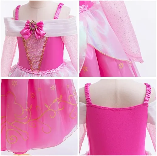 Vista 17 de REXREII Disfraz de princesa durmiente para niñas, disfraz de Halloween, cosplay, Navidad, fiesta de cumpleaños (accesorios)