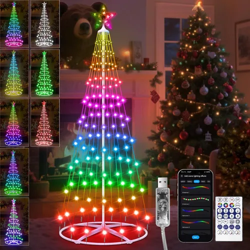 Vista 11 de Luz LED inteligente para árbol de Navidad de 4 pies, luces preiluminadas para árbol de Navidad Cambia