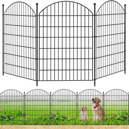 Vista 14 de Valla Decorativa de Jardín 24 pulgadas (Alto) x 10 pies (Largo), Paquete de 5 Valla Sin Excavación Barrera para Animales para Perro con Cerradura