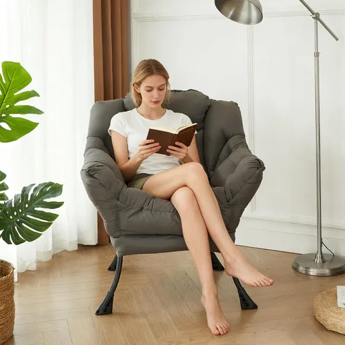 Vista 2 de HollyHOME - Silla perezosa con reposabrazos y bolsillo lateral, cómoda silla de ocio, sofá-cama para sala de estar, recámara, dormitorio o espacios