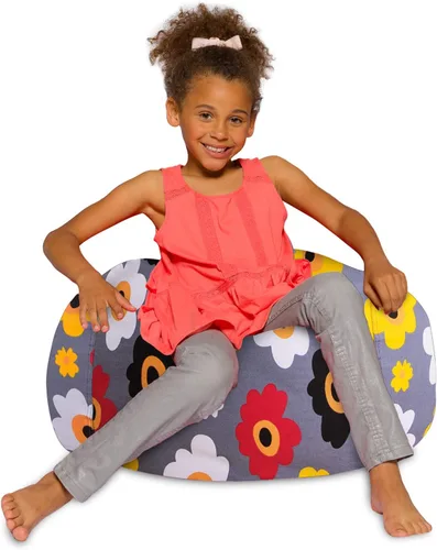 Vista 23 de Posh Beanbags - Sillón puff XL, 48 pulgadas, tela de lona para colorear - Mundo divertido Azul Rey Sólido