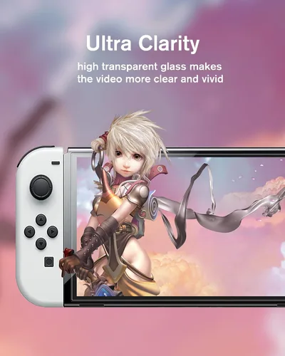 Vista 2 de bersem Paquete de 2 protectores de pantalla de vidrio templado compatibles con Nintendo Switch OLED de 7 pulgadas 2021, kit de alineación