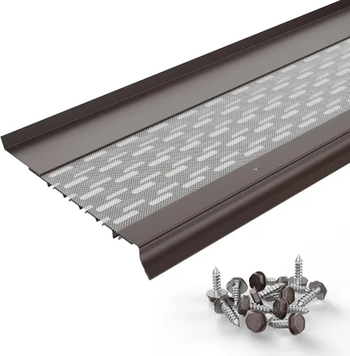 Vista 20 de Micromesh 5 pulgadas Gutter Guards Leaf Protection, 1 Pies Paquete de muestra Bronce oscuro, Malla de acero inoxidable, Cubiertas de canalón