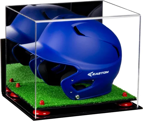 Vista 129 de Better Display Cases Vitrina acrílica para casco de bateo de béisbol con espejo, elevadores rosados, montaje en pared y base de espejo (V22/A012)