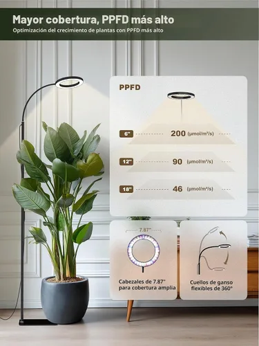Vista 4 de GLOWRIUM Luz de cultivo de plantas altas para plantas de interior Negro