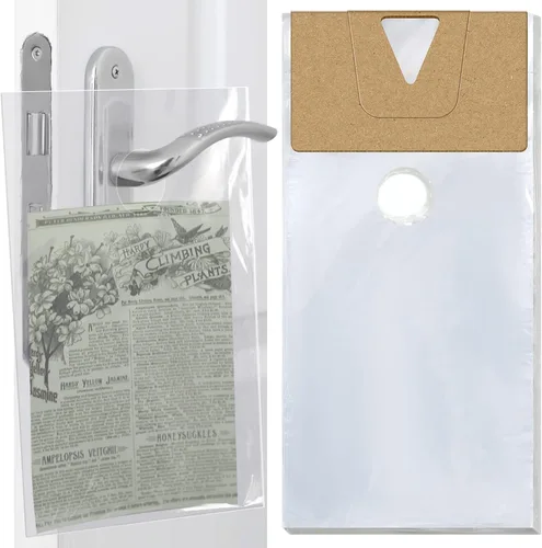 Vista 9 de Henoyso 1000 bolsas para colgar puertas, de plástico transparente, bolsas para colgar pomos de puerta, impermeables, paquetes de periódicos