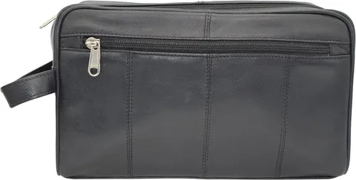 Vista 3 de MARSHAL Neceser de viaje de cuero genuino Dopp Kit organizador de viaje para hombres y mujeres, Negro -, Neceser