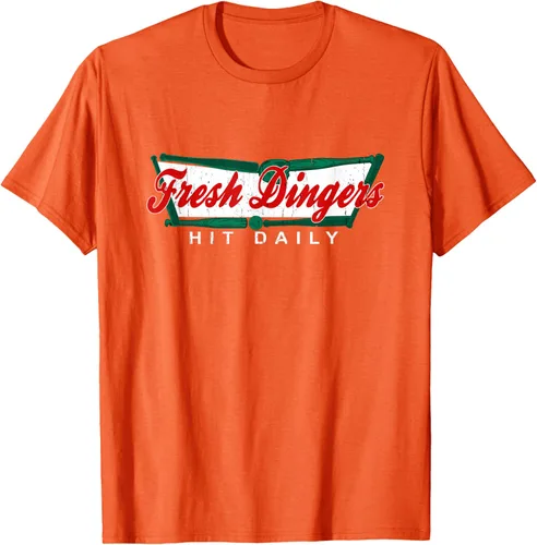 Vista 99 de Camiseta divertida de béisbol y softbol Don't Bunt Hit Fresh Dingers, Negro