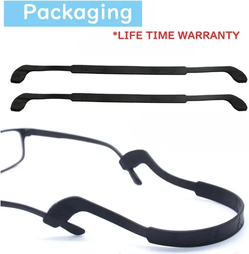 Vista 7 de SAIGO Correa antideslizante de silicona para gafas, retenedores de gafas deportivos, elástico, suave, para hombres y mujeres, 2 unidades, negro, 9.8