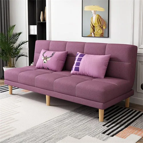 Vista 17 de LAKIQ Sofá cama moderno de mezcla de lino, futón para sala de estar, dormitorio, sofá cama convertible de espuma viscoelástica, sofá cama de día
