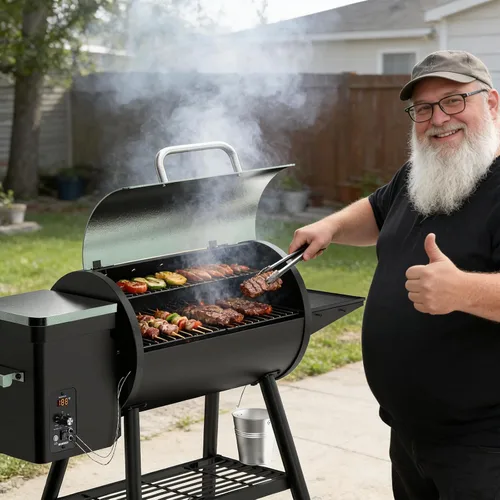 Vista 5 de DAMNISS Parrilla Eléctrica de Pellets de Madera 8 en 1 Parrillas BBQ para Parrilla al Aire Libre con Alimentación Automática y Control