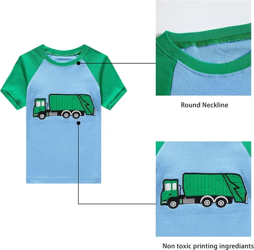 Vista 3 de KikizYe Boys Shark Short Sleeve Pajamas Kids Summer Pjs Size 5