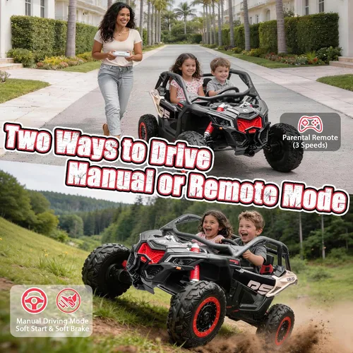 Vista 3 de 24V CAN-AM Maverick X3 con licencia de 2 plazas para niños UTV Negro y dorado