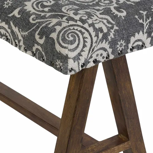 Vista 3 de Hauteloom Bethpage Banco de entrada para dormitorio, taburete de algodón, gris, crema, beige, 34 x 12 x 16 pulgadas