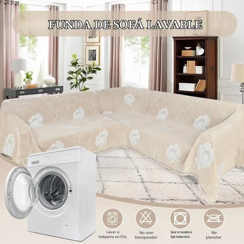 Vista 8 de Fundas de sofá seccional 100% impermeables para perros, funda de sofá de esquina en forma de L, funda de sofá de chenilla lavable, cobija moderna