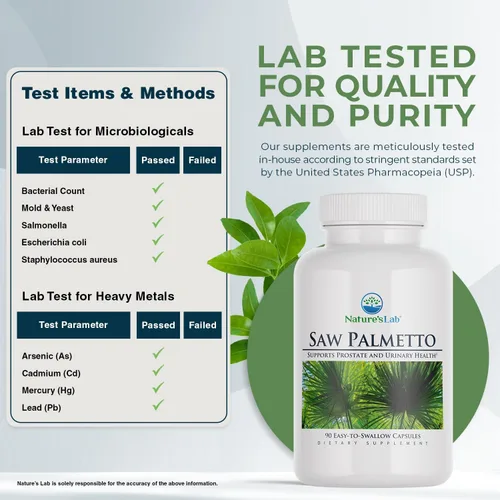 Vista 4 de Nature's Lab Saw Palmetto 450mg - 90 Cápsulas
