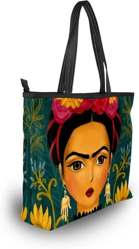 Vista 3 de DIOLPOM Bolso de mano para mujer, bolso de hombro de arte de México, bolsos con asa superior para escuela, trabajo, viajes, gimnasio, compras, Arte