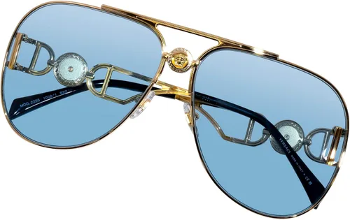 Vista 5 de Versace 2255 10021 Gafas de Sol DoradoNegroAzul Claro Pilot 2.480 in, Oro azul claro.