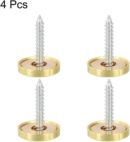 Vista 3 de uxcell Tornillos de espejo tapas decorativas cubierta clavos oro pulido 0.709 in 4pcs