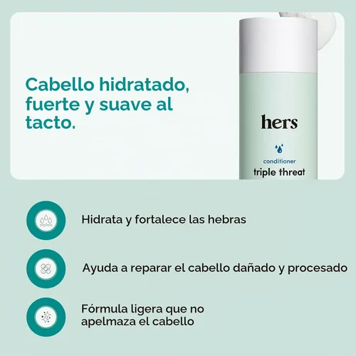 Vista 2 de Hers Triple Threat Acondicionador, aceite de argán, rosa napa, paquete de 2