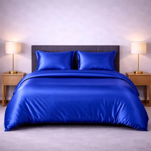 Vista 25 de Juego de funda de edredón de satén de seda – Juego de ropa de cama de lujo de 4 piezas con 1 funda de edredón, 1 sábana bajera