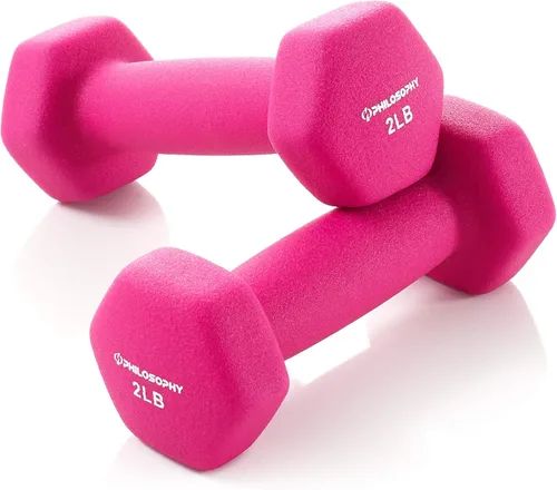 Vista 8 de Philosophy Gym Juego de 2 mancuernas de neopreno con forma hexagonal
