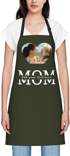 Vista 83 de Delantales personalizados para mujer, diseño de delantal de chef ajustable con nombre, textos, fotos, flores, regalos para el día de la madre