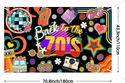 Vista 2 de Lofaris Banner de los años 70: decoraciones de fiesta de regreso a los 70, fondo retro de fotografía con temática de discoteca para fiesta