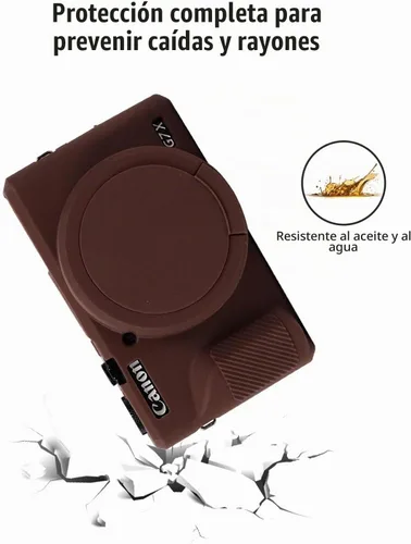 Vista 2 de Funda para cámara Canon G7X Mark III con correa para la muñeca Marrón