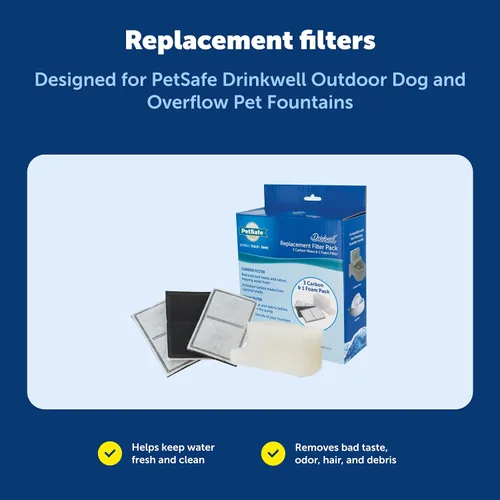 Vista 5 de PetSafe Drinkwell - Kit de filtro de repuesto para fuentes de agua Everflow y exteriores para perros y gatos, el kit contiene 3 filtros de carbono