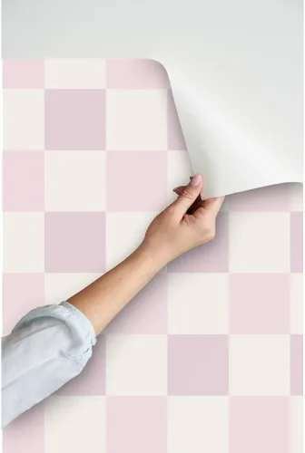 Vista 3 de Papel tapiz para despegar y pegar, cuadros rosados, cuadros retro, damas, bohemio, ligero, arlequín, noventa, 90, papel tapiz extraíble
