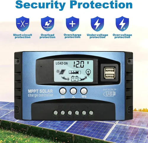 Vista 5 de [Actualizado] Controlador de Carga Solar MPPT de 30A, Regulador Inteligente de Panel Solar de 12V/24V con Pantalla LCD Ajustable, Puerto USB Dual