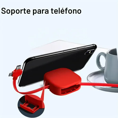 Vista 6 de 3 cables de carga retráctiles 3 en 1, compatibles con todos los modelos de iPhone