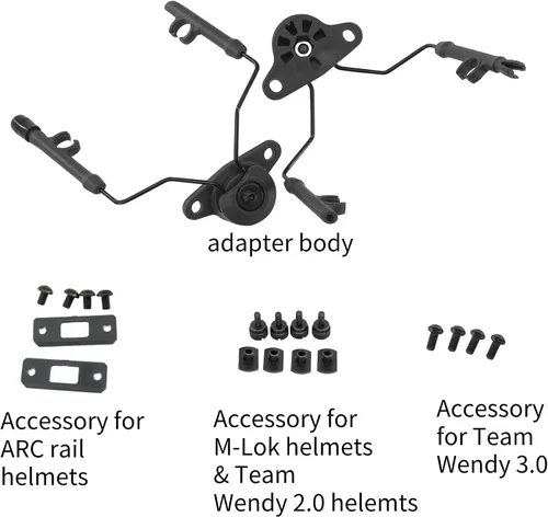 Vista 2 de Kit de adaptador de riel táctico ARC compatible con auriculares Comtac III y cascos de riel Fast ARC/M-Lok/Team-Wendy2.0 (negro)