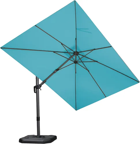 Vista 98 de PURPLE LEAF Sombrilla de patio de 8 pies para exteriores, sombrilla voladiza cuadrada de aluminio con rotación de 360 grados para jardín, terraza