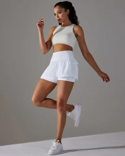 Vista 3 de Womens Athletic Shorts Running Shorts High Waisted Gym Yoga Elastic Spandex Workout Shorts with Pockets