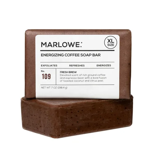 Vista 13 de Marlowe. Barra de jabón facial y corporal de carbón No.106 Charcoal soap bar detoxifies and deeply cleanses while leaving skin smooth and