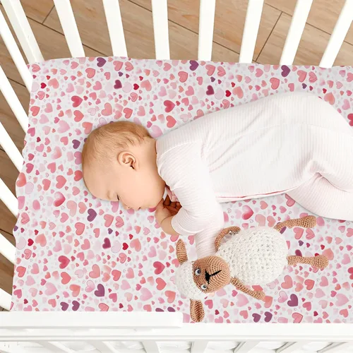 Vista 8 de Fitted Crib Sheets Hearts Valentine Mini Crib Sheets for Boy & Girl Toddler Mattress Sheets Playard Sheet 21216499