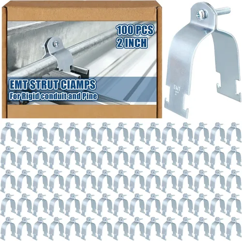 Vista 10 de Landhoow Emt Pipe - Abrazaderas universales de puntal para canal, accesorio de conducto electro galvanizado con perno y tuerca, herramienta